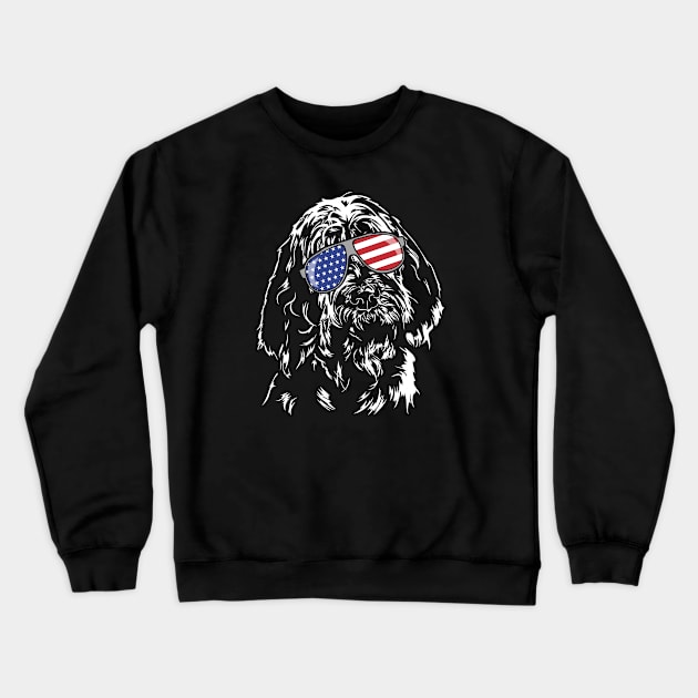 Proud Italian Spinone American Flag sunglasses dog Crewneck Sweatshirt by wilsigns